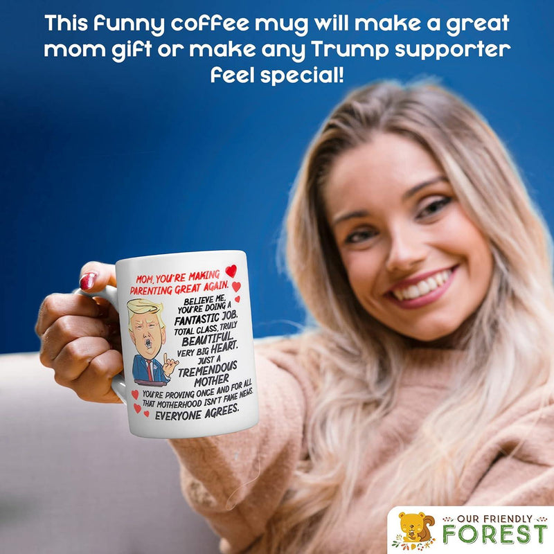 Talking Donald Trump Mug - Birthday Gifts for MOM from Daughter/Son/Husband - Moms Coffee Cup - Says 5 Lines in Trump'S REAL VOICE – Mommy Funny Mugs- Best Christmas, Mother'S Day, & Valentines Gift OUR FRIENDLY FOREST