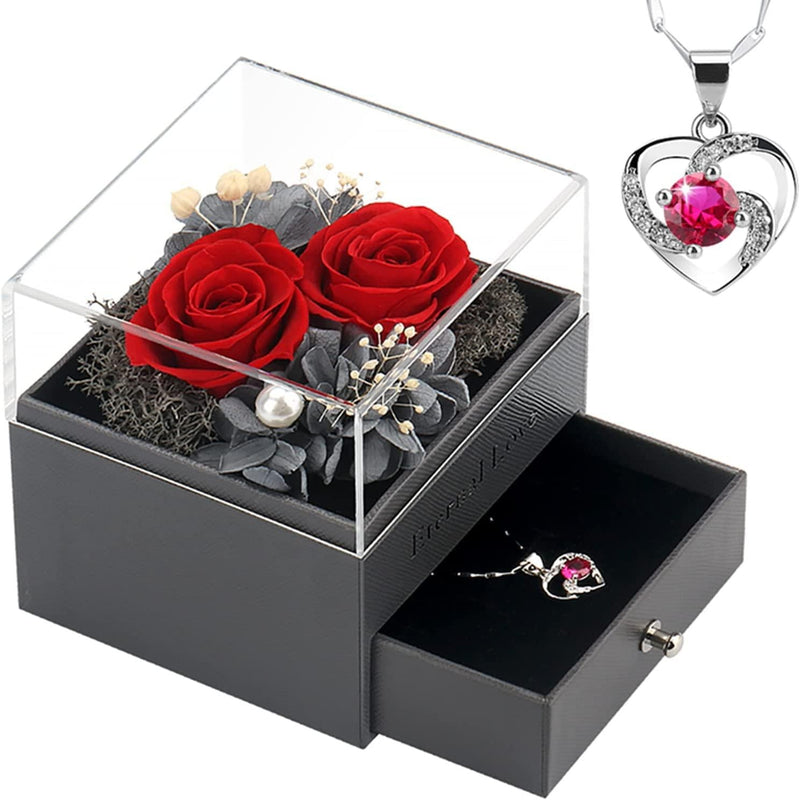 SHOKUTO Preserved Rose,Birthday Gifts for Women Mom Girlfriend,Gifts for Mom Grandma Wife Daughter Sister,Jewelry Boxes with Necklace SHOKUTO