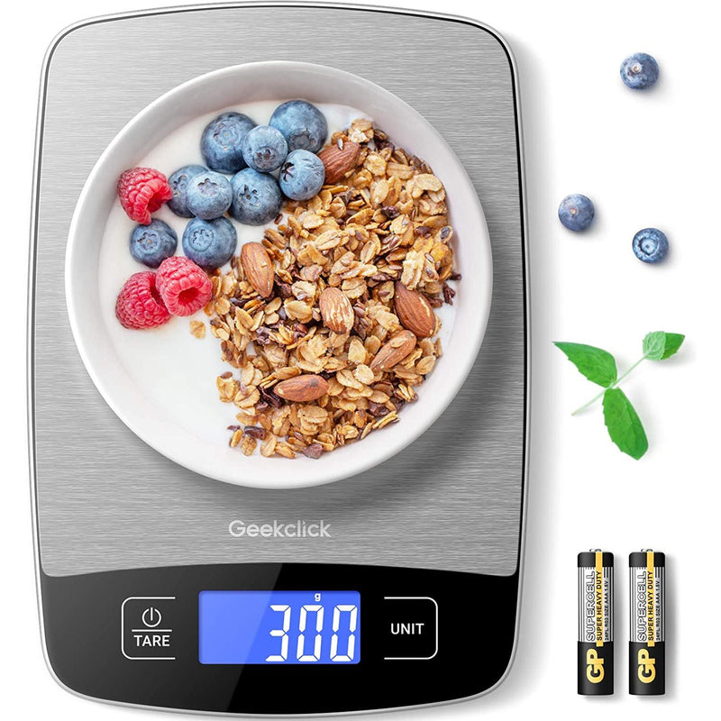 Digital Food Kitchen Scale, Small Scale for Food Weight Grams and Oz/Ounces, Kitchen Tools for Baking,Cooking,Meal Prep,Weight Loss, 1G/0.05Oz Precise Graduation,Easy Clean Stainless Steel Geekclick