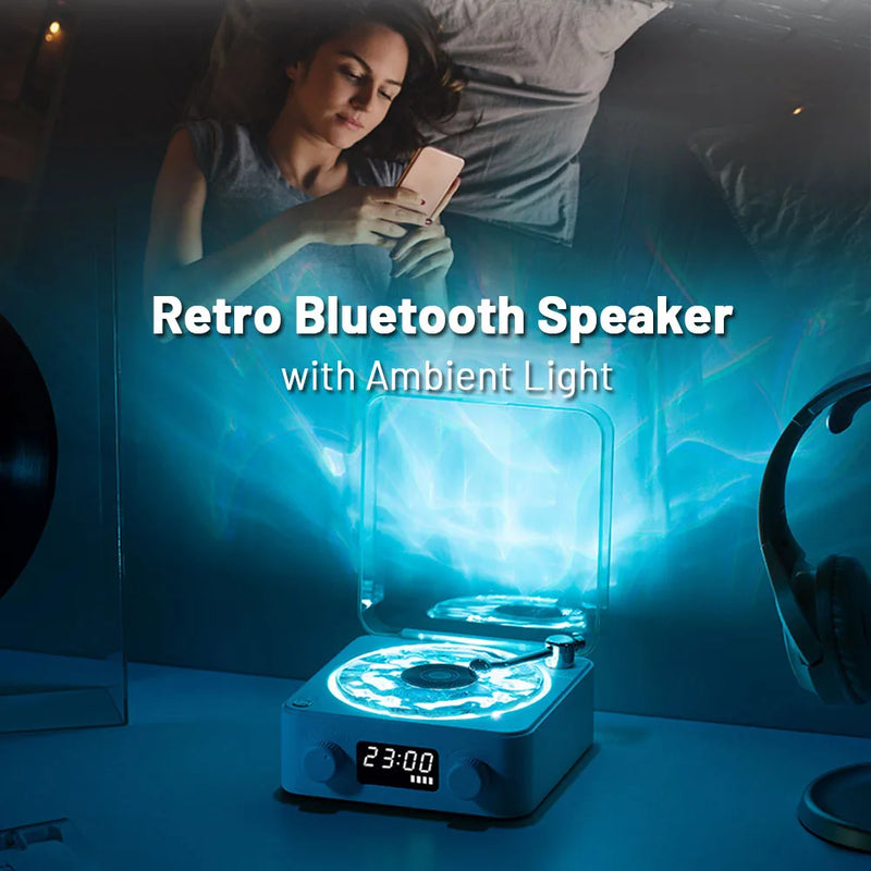 Retro Vinyl Bluetooth Turntable Speaker With RGB Projection Lights