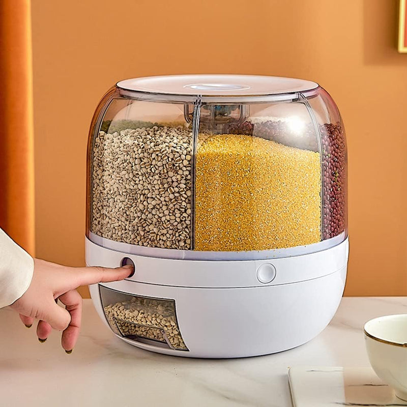 360° Rotating Rice, Grain Dispenser for Kitchen Storage