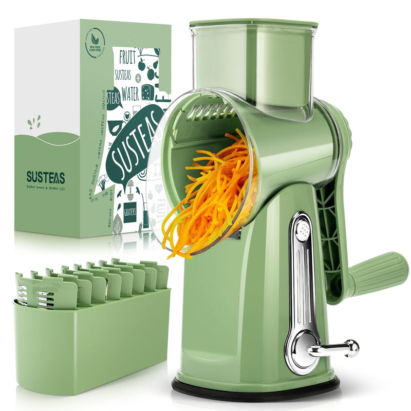 5-in-1 Vegetable Cutter and Rotary Cheese Grater with 5 Well-designed Blades