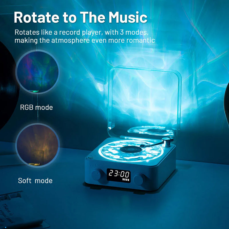 Retro Vinyl Bluetooth Turntable Speaker With RGB Projection Lights