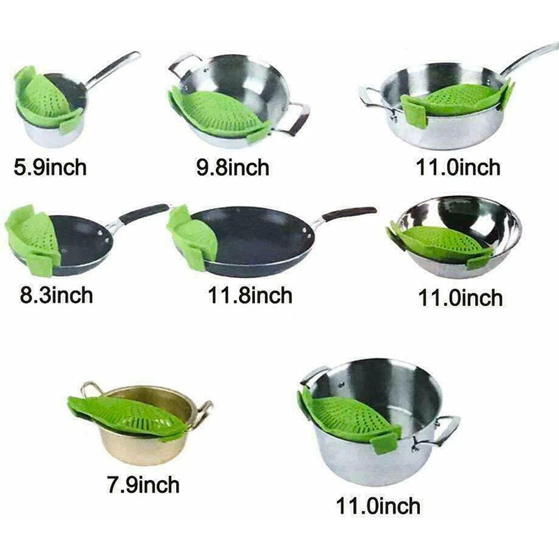 2 Pcs Clip on Strainer, Pot Strainer for Pasta Meat Vegetables Fruit, Silicone Strainer - Fit All Pots Bowls. Qiunizadila