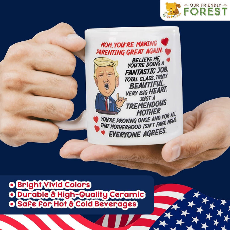 Talking Donald Trump Mug - Birthday Gifts for MOM from Daughter/Son/Husband - Moms Coffee Cup - Says 5 Lines in Trump'S REAL VOICE – Mommy Funny Mugs- Best Christmas, Mother'S Day, & Valentines Gift OUR FRIENDLY FOREST