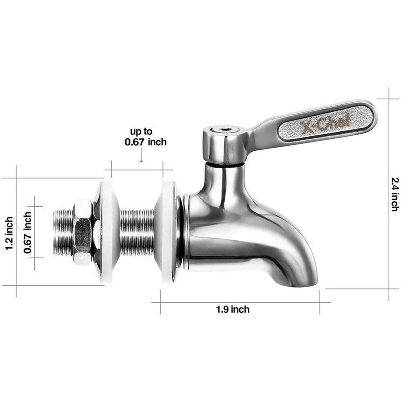 X-Chef 2 PCS Beverage Spigots Beverage Dispenser Spigot Replacement Stainless Steel Spigot for Glass Jar & Drink Dispenser X-Chef