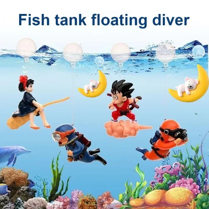 Floating Aquarium Divers Cartoon - 5 Pieces