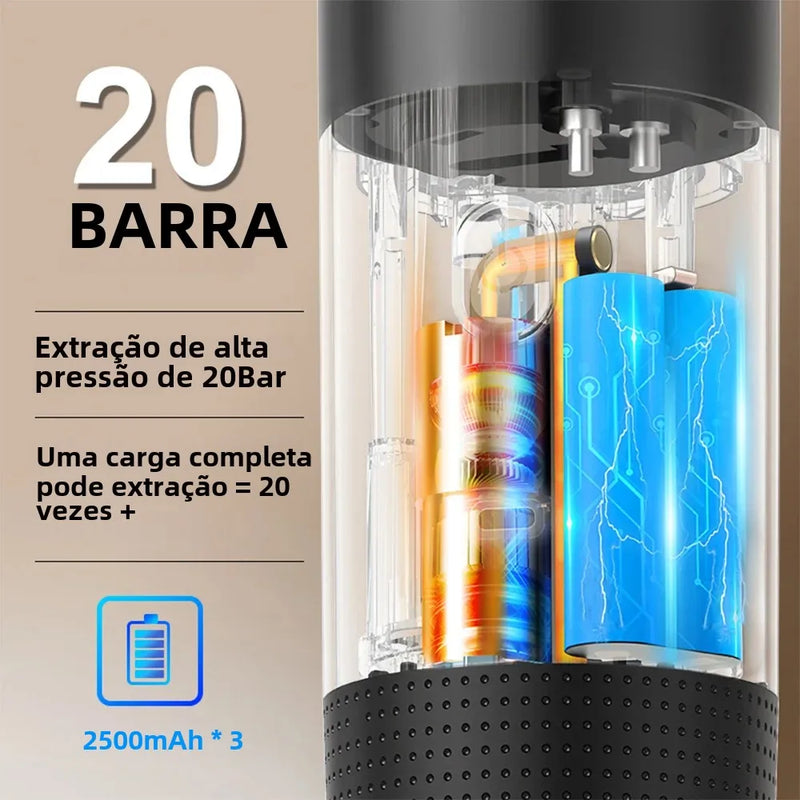 3 Em 1 Mini Máquina De Café Expresso Elétrica Portátil Sem Fio Para Carro, Casa, Acampamento e Viagem + Cápsula Cafeteira